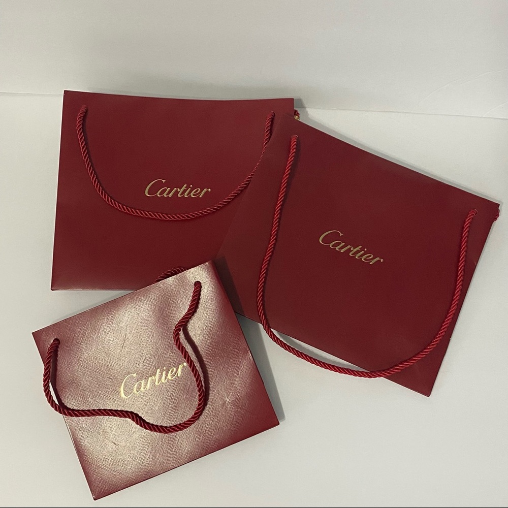 Two Cartier Red Shopping Bags Bundle